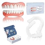 YOFDAL Silikon-Zahnersatz-Set,Zahn Prothese,Silikon-Prothesen,Falsche Zähne,Oben Und Unten,Schnapp-Zahnersatzs-Set,Zahnersatz-Riner
