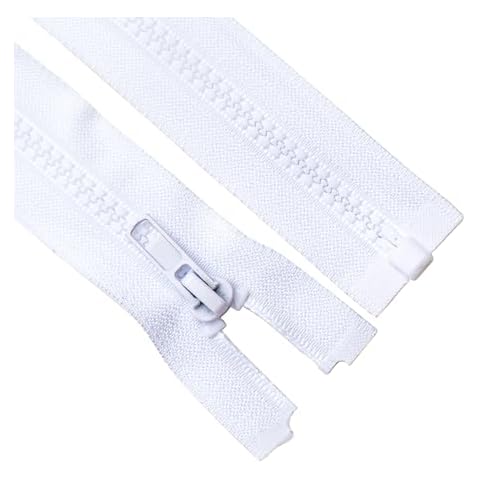Sawoake 2PCS #5 5 Inch Separating Jacket Zippers for Sewing Coats Jacket Zipper White Molded Plastic Zippers Bulk Tailor DIY Sewing Tools for Garment/Bags/Home Textile Cover