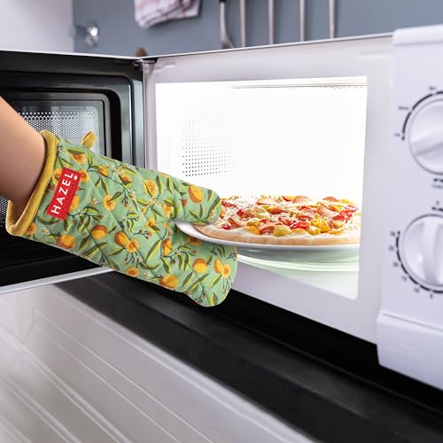 Image of HAZEL Cotton Mitten Gloves for Kitchen | Heat Resistant Microwave & Oven Gloves | Baking, Cooking, Anti-Hot Protection - Set of 1