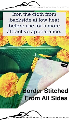 Image of Banana Leaf Decorative Backdrop Cloth for Wedding, Mehndi and Festivals. It's Perfect for Wedding, Party, Newborn Celebration, Haldi, Mehndi and All Other Festive Occasion.(8*5) ft (Design 18)