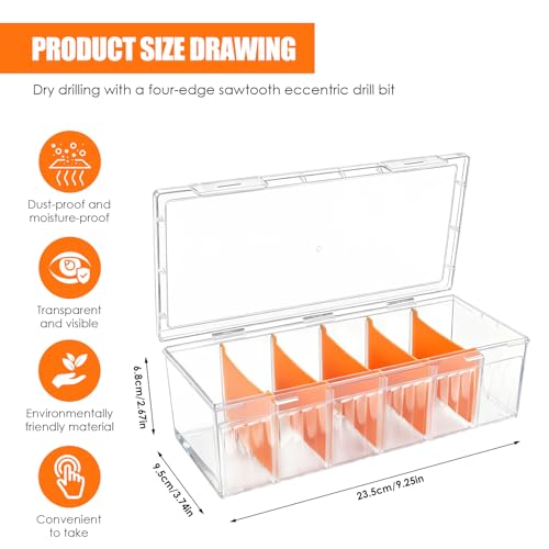 Feirdhoo Transparenter Karteikarten Box, Karteikasten din A8 mit Abnehmbaren Trennbretter, Karteikartenbox Fasst 606 Karten, Vokabelbox Lernbox für Karten Sammeln, Visitenkarten, Spielkarten