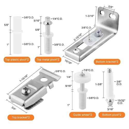 Kit de Reparación para Herrajes de Puertas Plegables Bifold, 2 Unidades, Piezas de Reemplazo para Puertas Correderas de Clóset miniatura 2