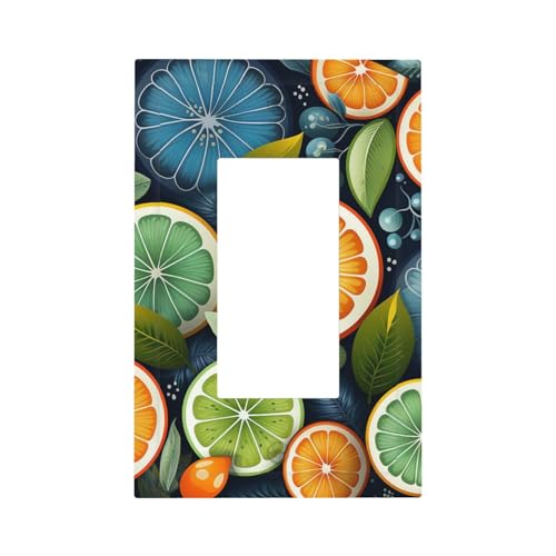 Wall Plate Duplex Outlet Cover Bright Fruit Pattern Light Switch Cover 1-Gang Single Toggle Decorative Switch Plate Covers Electrical Faceplate Standard Size Wall Plates for Kitchen Bedroom 5' X 3'
