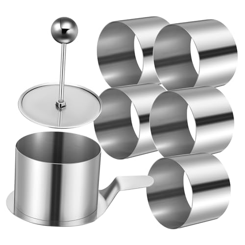 Mikinona Stainless Steel Mousse Cake Ring Molds 6-in-1 Set for Cooking Kitchen Baking Tools