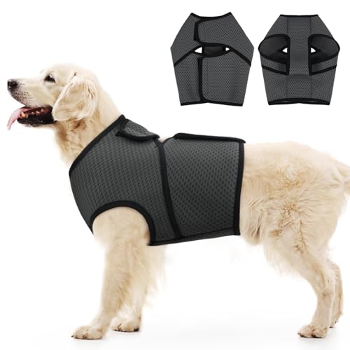 Image of BRKURLEG Dog Anxiety Shirt, Adjustable Calming Vest Jacket for Small Medium Large Dogs,Dog Anti-Anxiety Coat for Thunderstorms, Fireworks, Training & Separation Relief, Darkgrey, XXL