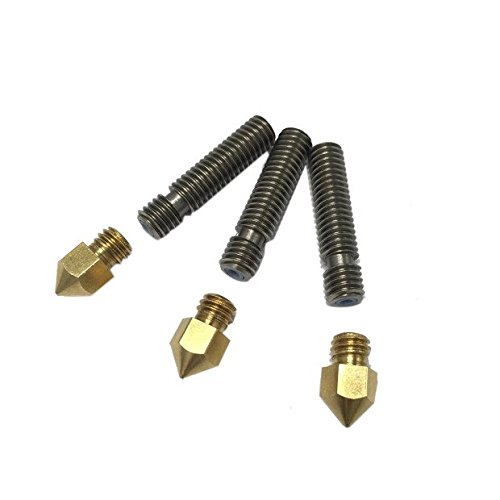 HICTOP 3 Pcs 3D Printer Extruder 0.4mm Brass Nozzle + 3 Pcs Extruder 1.75mm Tube for Reprap Prusa I3