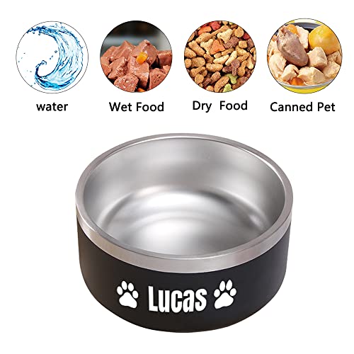 JMIPET Personalized Dog cat Bowls with Name Stainless Steel pet Bowl for Large Small Dogs Food and Water Custom Names Feeding Bowl 32OZ -64oz