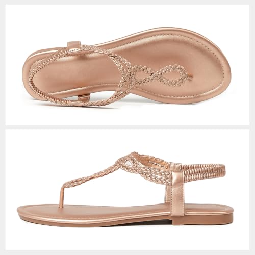 Image of zeetoo Women's Flat Sandals Summer T-StrapThong Bohemian Casual Comfortable Dressy Sandals for Women