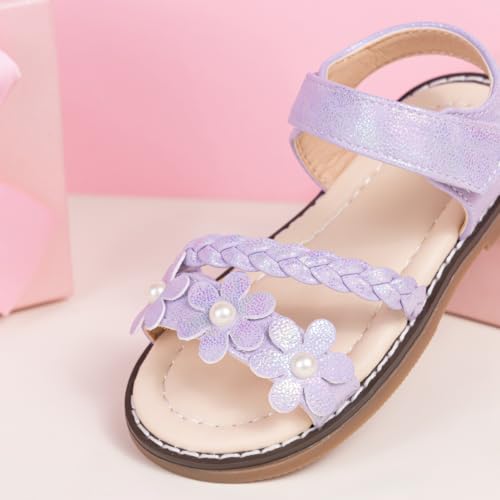 Image of Toddler Girls Sandals Little Girl Summer Flat Sandal Baby Open Toe Outdoor Beach Holiday Dress Shoes