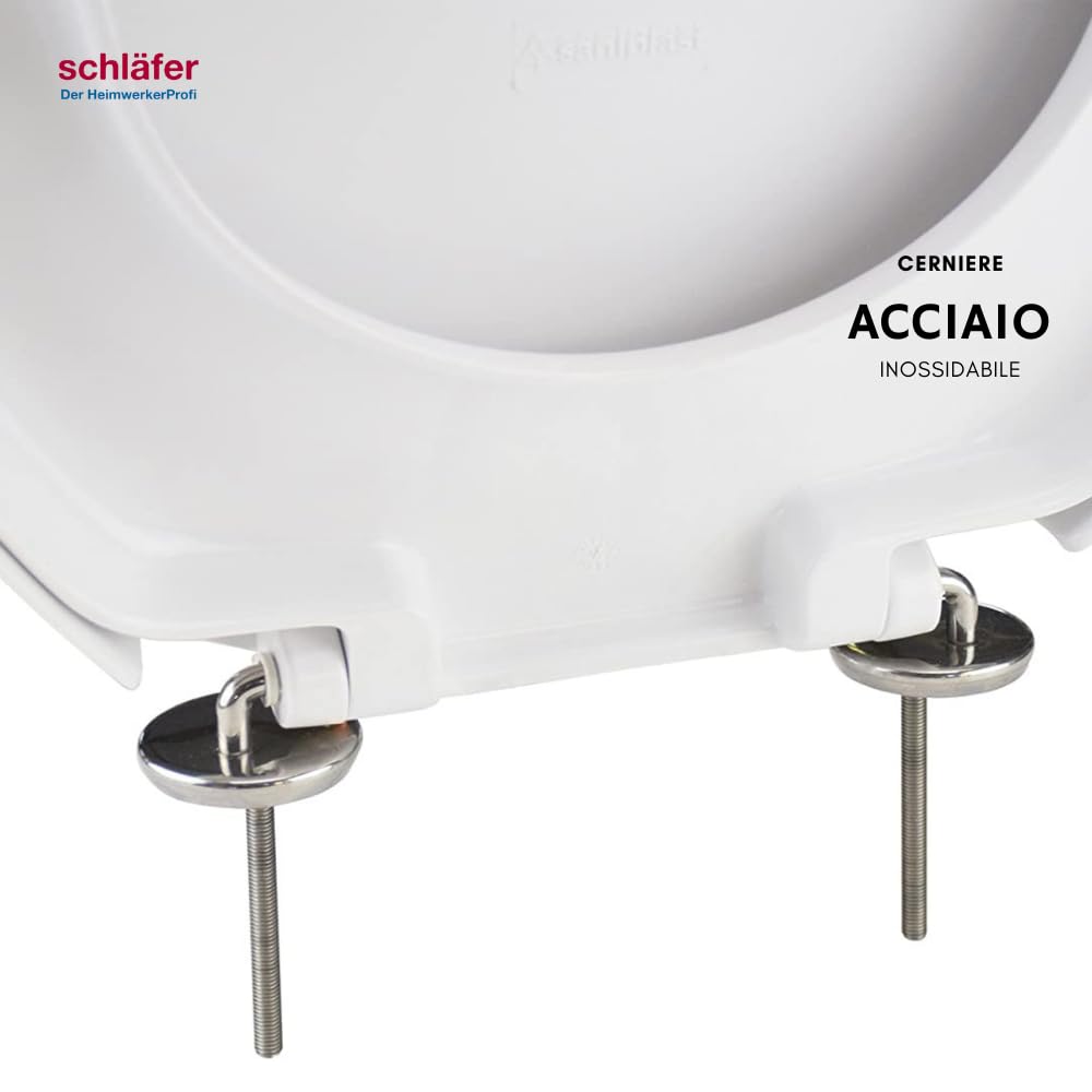 Schläfer - 2 Kit de Bisagras para Asiento de Inodoro, Bisagras de Repuesto de Acero Inoxidable 453810 para Asientos de Inodoro, Par de bisagras para tapa de inodoro universales de metal.