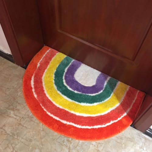 Alfombra semicircular LRXIYODE de poliéster absorbente infantil para baño 8