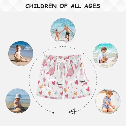 Cute Flamingo Star Boys Swim Trunks Toddler Beach Board Shorts Quick Dry Kids Swimwear Bathing Suits S4