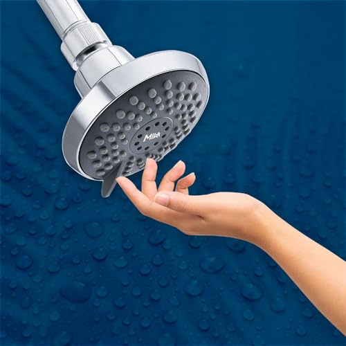 Image of Mila Bleu Multi-Function Overhead Shower Head | 3 Spray Modes - Massage, Rain, Mix (Rain + Massage) | Chrome Finish Round Wall-Mount Showerhead | Durable ABS, Easy Install