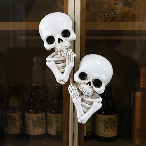 Set de 2 estatuas esqueleto divertidas para decoración de Halloween miniatura 1