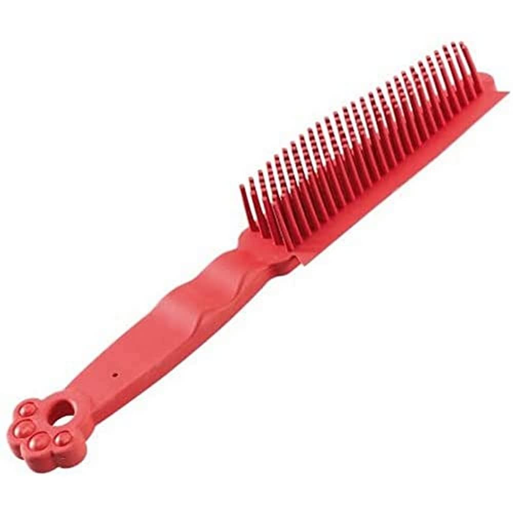 Ferplast Cepillo Doble para Perros y Gatos - Pelo Corto, Medio y Largo - de Goma Suave - Cepillo Cerdas Suaves - Mango Ergonómico Suave - Rojo