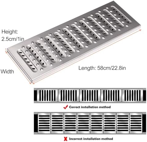 Heavy-Duty Trench Drain Grate Cover - Durable Slotted Channel Grating for Driveways, Yards, Gas Stations, and Commercial Drainage Solutions