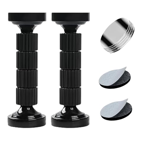 Bedrostarry 突っ張り棒（10-13cm）家具転倒防止 伸縮式 短め突っ張り棒 長さ調節可能な耐震ポール 食器棚・タンス・仏壇・冷蔵庫・狭い隙間用 揺れ防止伸縮棒 穴あけ不要の耐震固定グッズ 滑り止めパッド＆両面テープ付き 防災用伸縮ポール ホームセーフティーアイテム 2本 (黒（くろ)