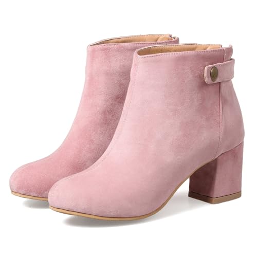 Botines para mujer de tacón ancho y punta redonda marca Onewus 4
