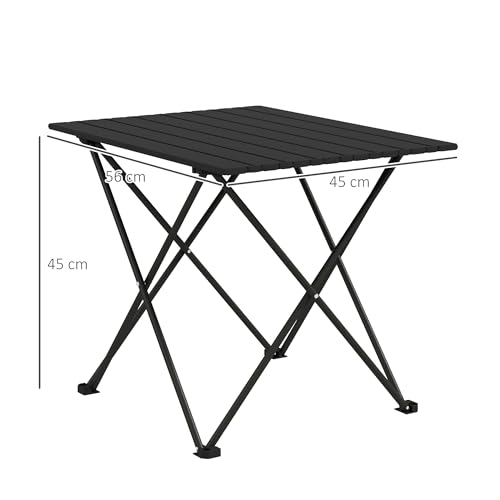 Outsunny Folding Camping Table, Lightweight Metal Picnic Table with Carry Bag, Foldable Table for Outdoor Camping, Picnic, Hiking, BBQ, Fishing, Black - Image 2