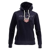 gant hoodie grau Mit sichtbarem Logo GANT Damen Shield Sweat Hoodie Kapuzenpullover, Evening Blue, Standard