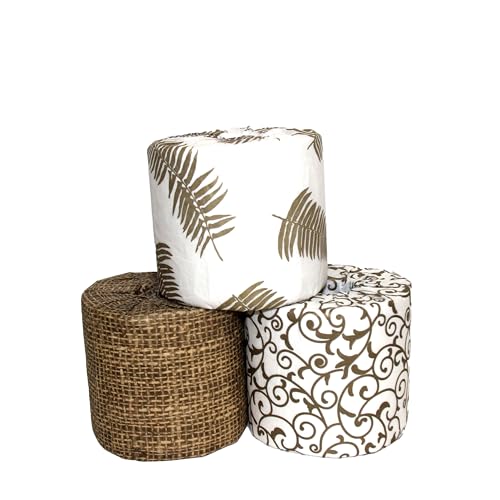 Decorative Toilet Paper Covers 9 Paper Wraps 3 of Each of The Designs Fits Any Size Toilet Paper Roll (Pattern: Burlap Frond)