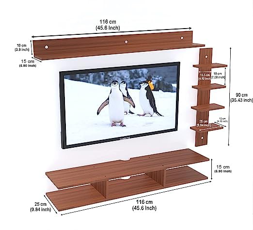Image of Anikaa Sunray Engineered Wood Wall Mount TV Unit /TV Stand /Wall Set Top Box Stand /TV Cabinet /TV Entertainment Unit (Walnut)(Ideal for Upto 50 inch)(D.I.Y)