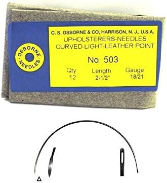 C.S. Osborne 12/Pk. Curved Leather Point Needles #503 Size 2-1/2"