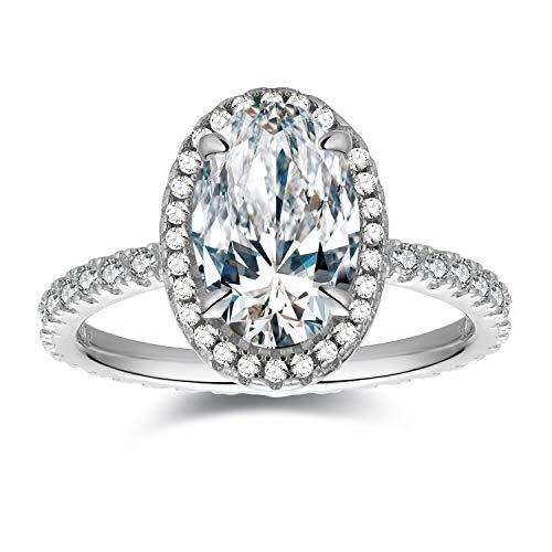 3 ctw Oval Halo Ring CZ Engagement Ring in Sterling Silver