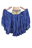 Suvimuga La Mujer Tribal Belly Danza Gitana Flowy Boho Maxi Falda Larga Darkblue One Size