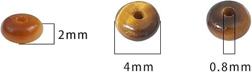 Miniatura 5 de Cuentas de piedra de disco de ojo de tigre amarillo natural de 0.156 x 0.079 pulgadas, 160 cuentas de piedras semipreciosas sueltas para diseño de