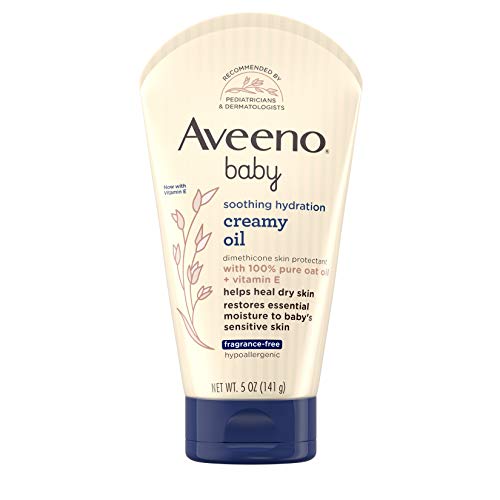 Image of Aveeno Baby Soothing Hydration Creamy Moisturizing Body Oil for Dry and Sensitive Skin, with Oat Oil and Vitamin E, Non Greasy, Paraben & Phthalate & Fragrance & Steroid Free, Almond, 5 Fl Oz
