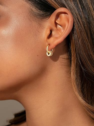 CHESKY Small Huggie Earring - 14k Gold Plated Dangle Earrings for Women Hypoallergenic Cubic Zirconia Hoops Minimalist Cute Huggies Earrings Bridesmaid Jewelry