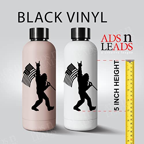 A&L Sasquatch Bigfoot Rock On American Usa Flag [Pick Color] Vinyl Decal ,Sticker, Cars, Suv, Trucks, Vans ,Window, Motorcycle, Helmet, Wall, Laptop Decal, Phone, Tablet, Cup Tumbler , Funny, Big Foot | 5 Inches | Black #TOP3