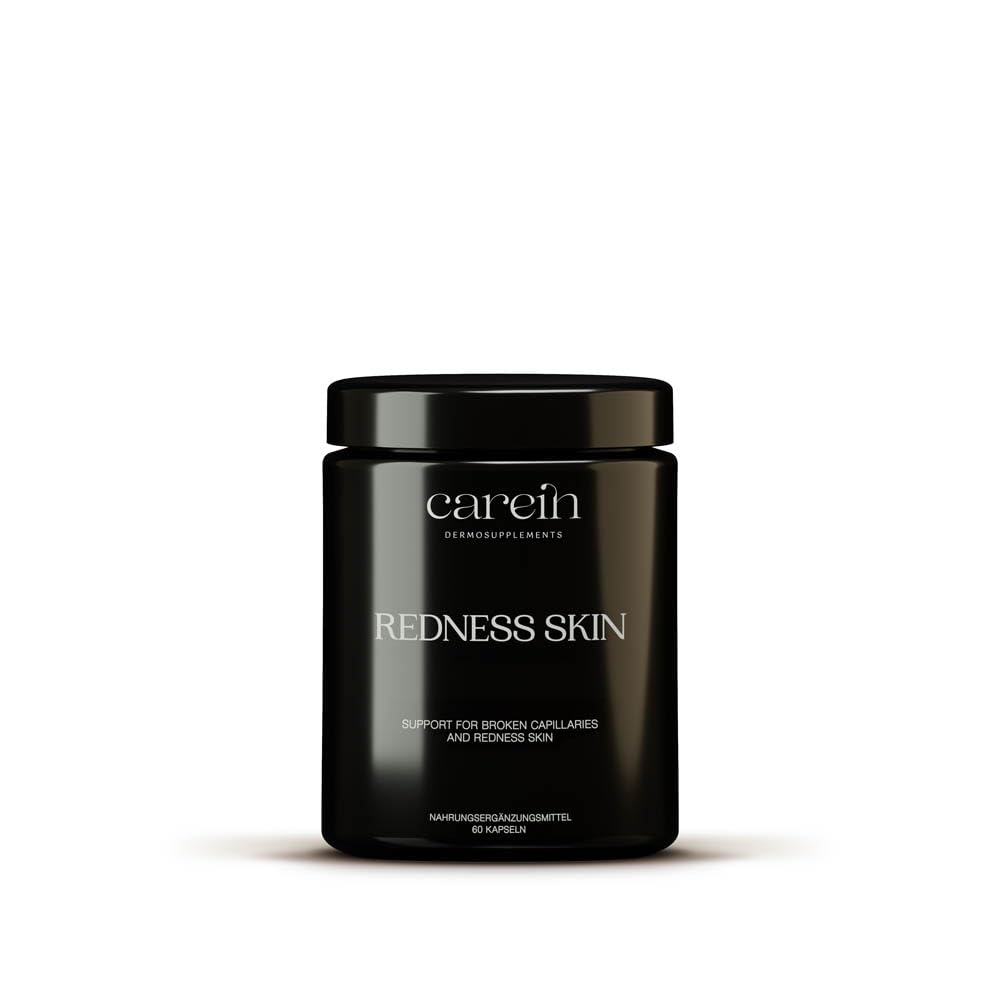 Redness Skin Dermosupplement - Gegen Couperose und Hautrötungen - Mit Quercetin und Vitaminenkomplex - 60 Vegane Kapseln - Carein
