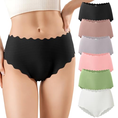 Seamless Underwear for Women No Show Panties Breathable Briefs Full Coverage Silky High Cut Cheeky Underwear Women Pack
