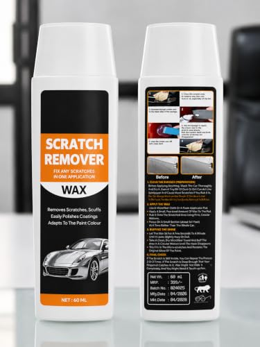Image of Car Scratch Remover Wax Kit with Microfiber Towel & Foam Applicator Pad | Car Paint Scratch Repair Polish Compound | Removes Light Scratches, Swirl Marks & Scuffs | Restores Gloss (pack)