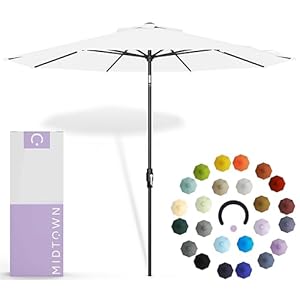 Midtown Umbrellas Swilt 8 Feet Outdoor Umbrella With Ivory (White) Polyester Fabric - Umbrella Outdoor Patio Cover, Auto-Tilt Aluminum Frame Patio Umbrella, Pool Umbrella & Deck Umbrella - Black Pole Midtown Umbrellas Swilt 8 Feet Outdoor Umbrella With Ivory White Polyester Fabric Umbrella Outdoor Patio Cover Auto Tilt Aluminum Frame Patio Umbrella Pool Umbrella Deck Umbrella Black Pole