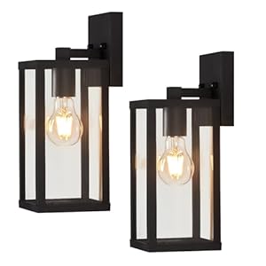 Outdoor Modern Wall Light Fixtures,Exterior Lighting Fixtures Wall Mount,Outside Porch Sconce Lights Waterproof,Wall Lamps for House,Patio,Front Door.Matte Black,2-Pack