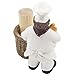 French Chef Pierre Decorative Toothpick Holder Figurine with Faux Wicker Basket Display Stand and Gourmet Bread Accents for Country Cottage Kitchen Décor As Collectible Housewarming Gifts