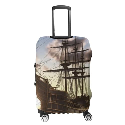 Pirate Ship Luggage Cover, Washable Elastic Suitcase Cover Protector Fit 18-32 Inch Luggage4