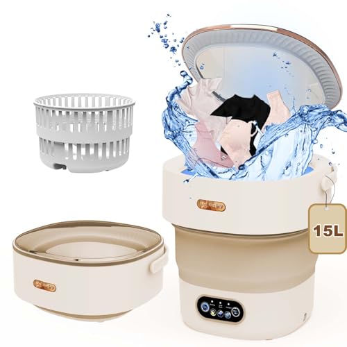Portable Washing Machine, 15L Updated Portable Small Washing Machine with Spin, Mini Washer and Dryer in for Travel,Baby Clothes, Socks