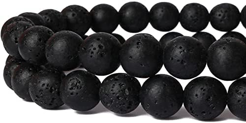 GOMOOBEADS 45 PCS of Natural Black Volcanic Lava Beads for DIY Jewelry - 8MM Round Spacer & Energy Healing Stones, 15.5" Strand of Gemstones for Bracelets & Necklace