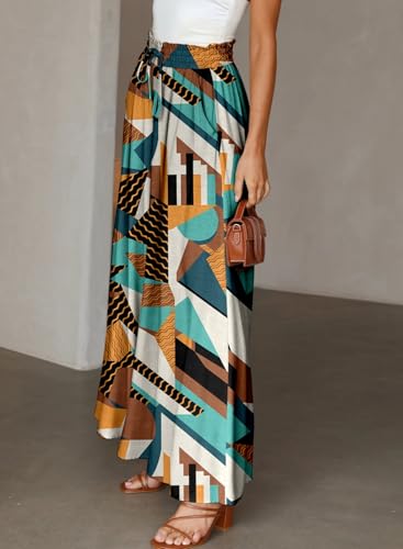 Image of Dokotoo Pants for Women Casual Elastic Waist Wide Leg Pants with Pockets