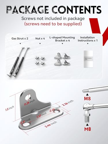 Vepagoo Gas Struts 25 Inch 120Lb/534N Shock with Mounting Brackets, RV Bed Storage Door Lift Support, Heavy Lid Duty Springs (Fit 105lb-135lb Lid), 2pcs (1pair) - Thumbnail 4