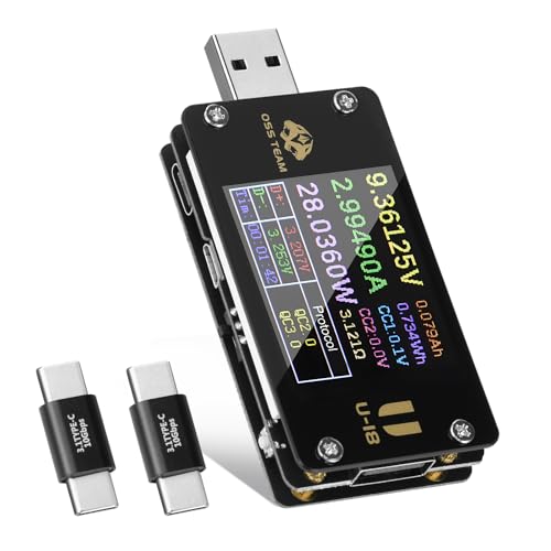 Heemol USB Tester Messgerät 1.77 TFT LCD DC 4-25V 6.5A Leistungsmesser with PD/QC Trigger 156W Spannungs und Stromprüfer Cable Resistance & High Speed Ripple Measurement for Charger Power Bank