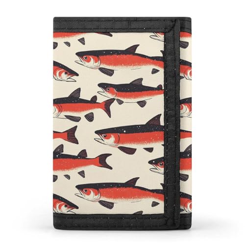 Cute Wild Salmon Trifold Wallets Lightweight RFID Blocking Wallet Credit Card Holder Custom Gifts for Men Women