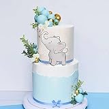 26 PCS Elephant Cake Toppers Babysbreath Flower Ball Cake Decorations for Birthday Oh Baby Party Sup