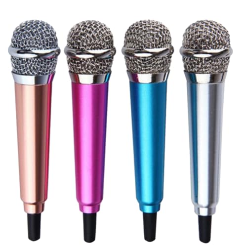 BESPORTBLE Microphone Portable Mini K Song Filaire 4 Pièces Rose Doré Argenté Bleu Ciel pour Téléphone Portable Enregistrement Chant Karaoké Usage PC et Smartphone
