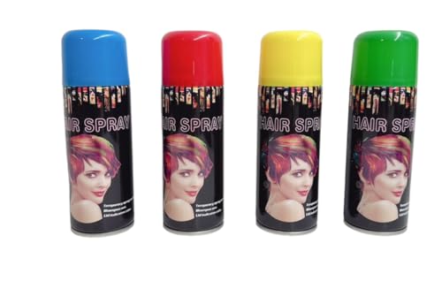 Temporary Hair Color Spray - (4 Cans) -Assorted 4 Colors Blue Red Yellow Green