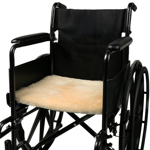 Natural Sheepskin for Bed Sores and Skin Irritation | 100% Real Medical Sheepskins with Non-Slip Back for Pain Relief and Discomfort, Wool Seat Pad, Natural, 17 in. x 17 in.